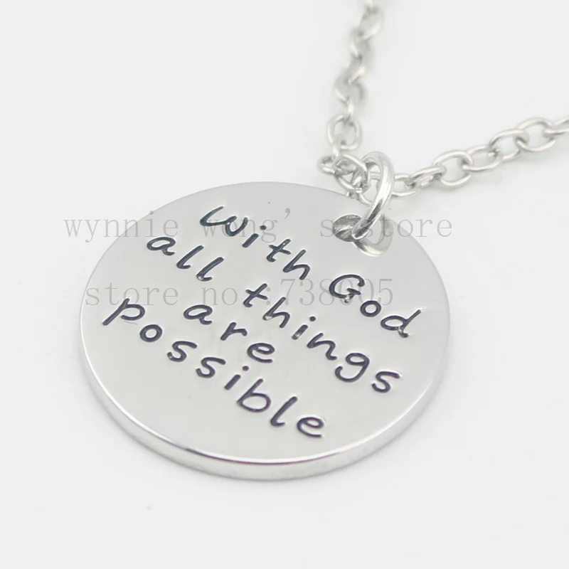 2016 new style"With God All Things Are Possible " silver Pendant necklace Hand stamped Jewelry
2016 new style"With God All Things Are Possible " silver Pendant necklace Hand stamped Jewelry