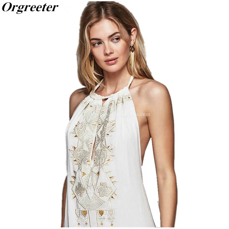 Bohemian embroidery women dress Sexy Backless Halter Off Shoulder Party Dress boho chic Dress maxi dresses Vestidos
Bohemian embroidery women dress Sexy Backless Halter Off Shoulder Party Dress boho chic Dress maxi dresses Vestidos