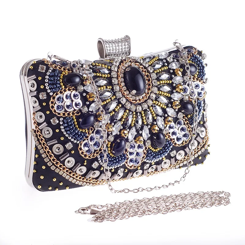 Europe and United States luxury women's bag handmade beaded black clutch handbag diamond hand grasping dress evening bag clutch
Europe and United States luxury women's bag handmade beaded black clutch handbag diamond hand grasping dress evening bag clutch