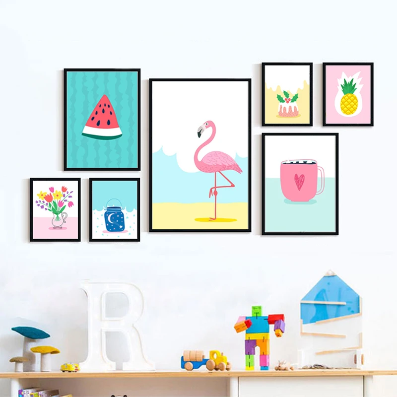 Nordic Cartoon Flamingo Pineapple Animals Canvas Painting Art Poster And Print Wall Pictures For Kids Rooms Home Decor No Frame
Nordic Cartoon Flamingo Pineapple Animals Canvas Painting Art Poster And Print Wall Pictures For Kids Rooms Home Decor No Frame