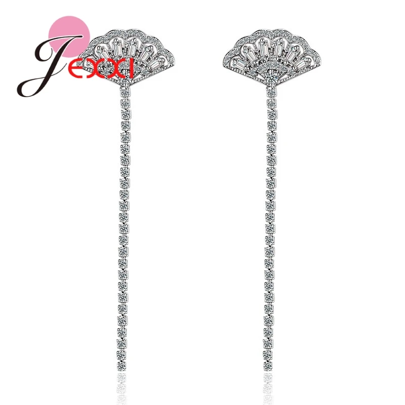 JEXXI Fashion Simple Sector Shaped Hanging Sparkling Crystals 925 Sterling Silver Dangle Earrings Women Wedding Party Decoration
JEXXI Fashion Simple Sector Shaped Hanging Sparkling Crystals 925 Sterling Silver Dangle Earrings Women Wedding Party Decoration
