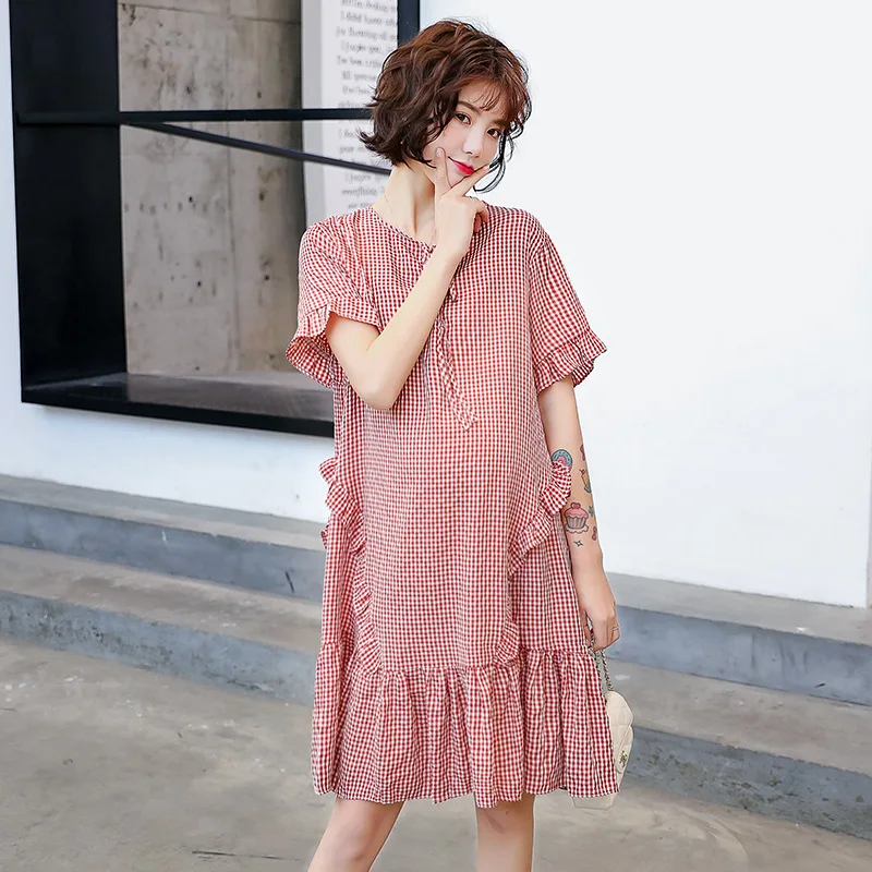Plaid Maternity Dress Summer Thin Section Short-sleeved Maternity Dress in the Long Section of the Tide Mother Pregnant Skirt
Plaid Maternity Dress Summer Thin Section Short-sleeved Maternity Dress in the Long Section of the Tide Mother Pregnant Skirt