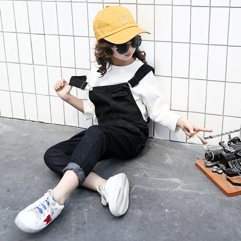 Children's Garment Autumn Child Cowboy Children Solid Color Bib pants | Детская одежда и обувь
