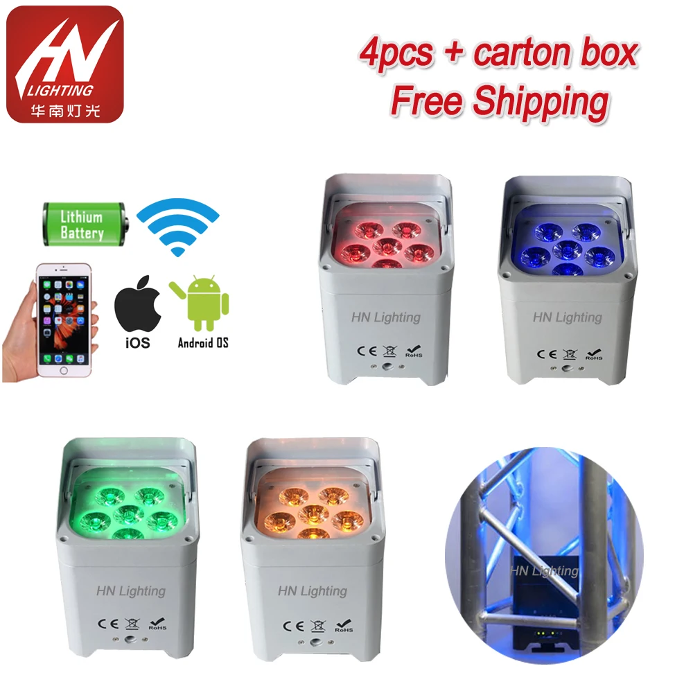 4pcs Smart Phone APP 6*18w RGBWA UV Wireless Control Mini LED Rechargeable Battery Uplights for events
4pcs Smart Phone APP 6*18w RGBWA UV Wireless Control Mini LED Rechargeable Battery Uplights for events