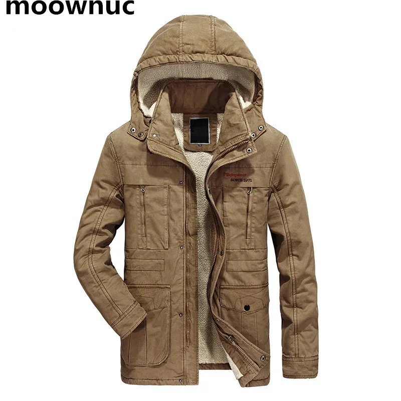 Фото Moownuc 2018 хлопковая парка мужские пальто Осень Зима Толстая теплая - купить