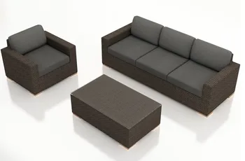 All Weather Outdoor 3 Piece Wicker Furniture Sofa Set
