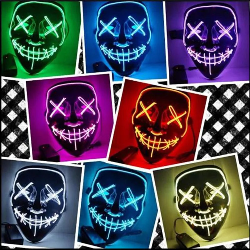 NewHalloween Mask LED Mask Light Up Party Mask Neon Mask Cosplay Mascara Horror Mascarillas Glow In Dark Masque V for Vendetta
NewHalloween Mask LED Mask Light Up Party Mask Neon Mask Cosplay Mascara Horror Mascarillas Glow In Dark Masque V for Vendetta