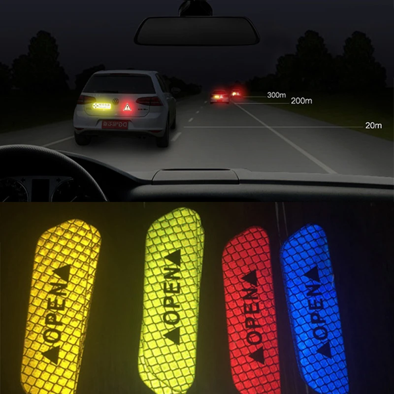 4pcs/set Reflective Open Sticker Door Open Warning Safety Car Styling Car Sticker Auto Decor Night Lighting Luminous Tapes
4pcs/set Reflective Open Sticker Door Open Warning Safety Car Styling Car Sticker Auto Decor Night Lighting Luminous Tapes