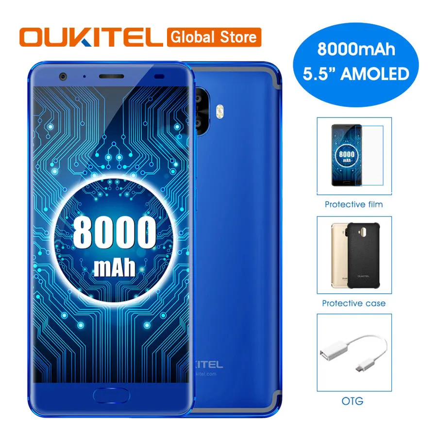 

Oukitel K8000 5.5"HD AMOELD LCD MTK6750T 4G RAM 64G ROM Octa Core Dual Rear Cameras 8000mAh Fast Charge Fingerprint Smartphone