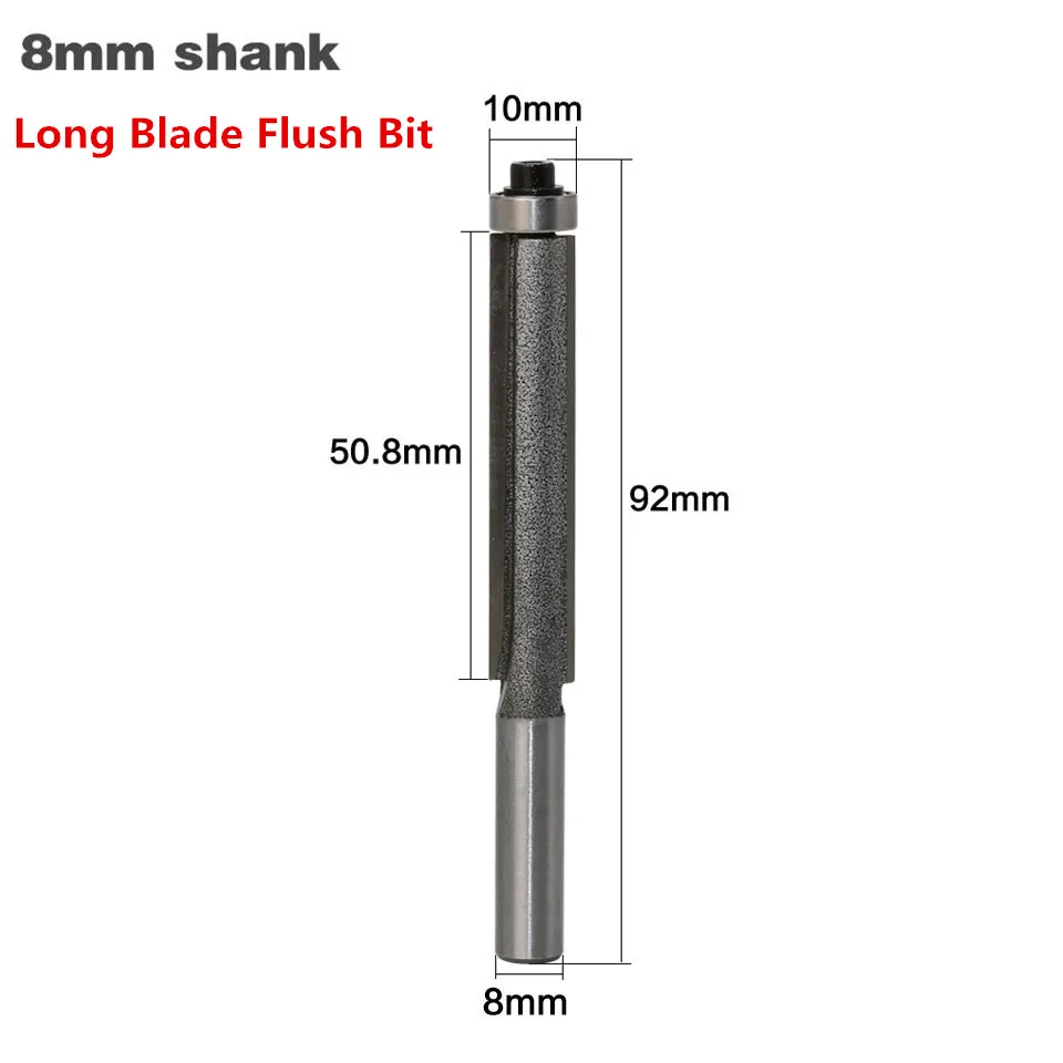 1pc 8mm Shank Long Blade Straight Flush Trim Wood Router Bit With Bearing C3 Carbide Face Mill Woodworking Milling Cutter
1pc 8mm Shank Long Blade Straight Flush Trim Wood Router Bit With Bearing C3 Carbide Face Mill Woodworking Milling Cutter