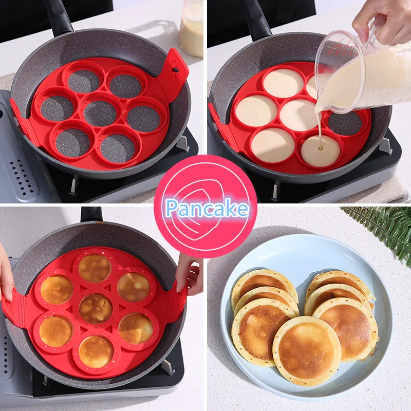 

1pc Food Grade Pancake Silicon Mold Circular Fried Eggs Forms Fantastic Non Stick Flippin Pancake Maker