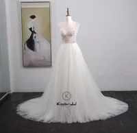 vestido de noiva New Gorgeous White Wedding Dresses Summer Style Beading Tulle Bride Dress Spaghetti Strap image