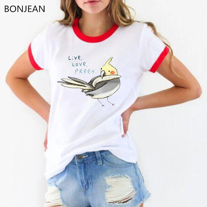 Футболка Funny Live Love Preen женская Cockatiel птица футболка для любителей вина летняя