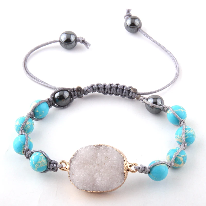 Fashion Beautiful White Druzy Link Handmade Natural Stone Beads Wrap Bracelets & Bangles
Fashion Beautiful White Druzy Link Handmade Natural Stone Beads Wrap Bracelets & Bangles