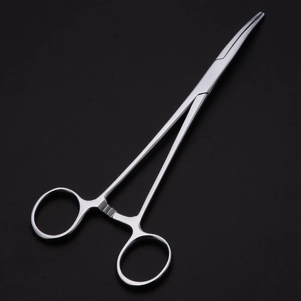 

New Bend Type Hemostat 18cm Stainless Steel Curved Tip Hemostat Locking Clamp Forceps Pliers for Fly Fishing Gear Scissors