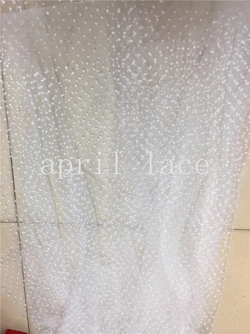 

5 yards D59 # cream ivory dobby dot sexy glued sparkle glitter mesh net tulle lace fabric for sawing /evening dress