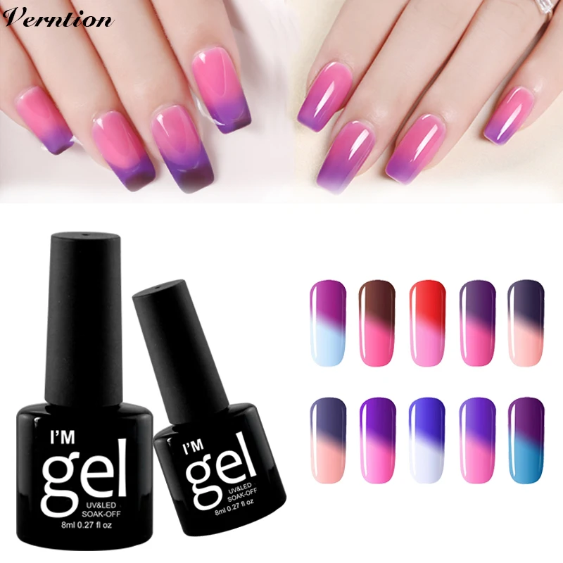 Verntion Temperature Change 8ML LED UV Gel Nail Soak Top Base Gel Polish Chameleon Nail Art Lucky Hybrid Lamp Gel Nail Polish
Verntion Temperature Change 8ML LED UV Gel Nail Soak Top Base Gel Polish Chameleon Nail Art Lucky Hybrid Lamp Gel Nail Polish