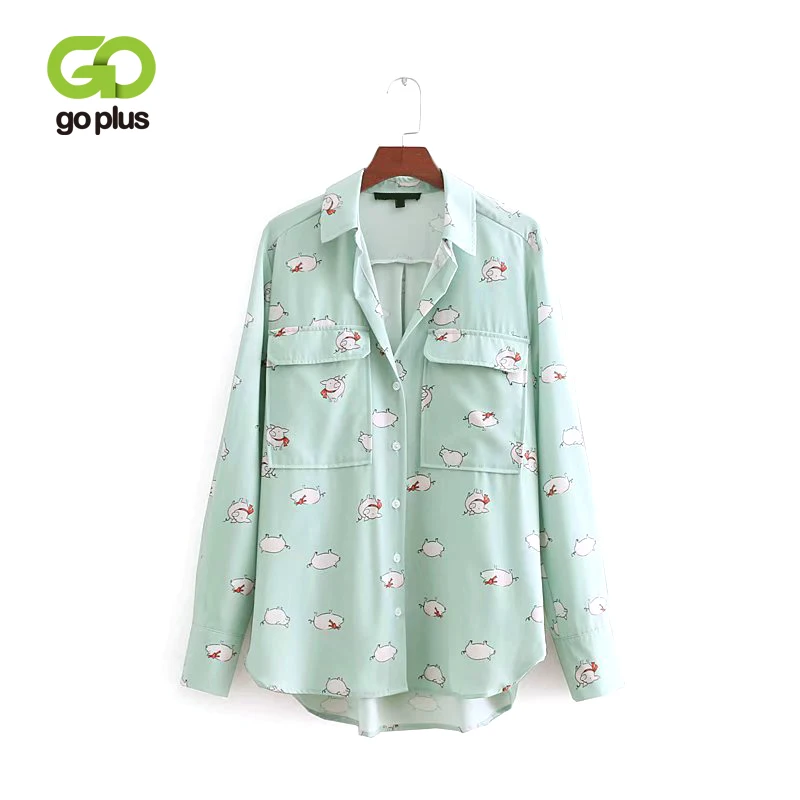 GOPLUS Cartoon Print Cute Ladies Blouses and Tops V-Neck Spring Green Women Blouses Long Sleeve Pockets Pig Women's Shirts C7408
GOPLUS Cartoon Print Cute Ladies Blouses and Tops V-Neck Spring Green Women Blouses Long Sleeve Pockets Pig Women's Shirts C7408