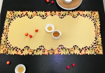 

Maple leaf 40*90 Elegant Embroidery Table Runner Pastoral Fabric Tea tablecloth, Luxury Table mat table Cover for decoration