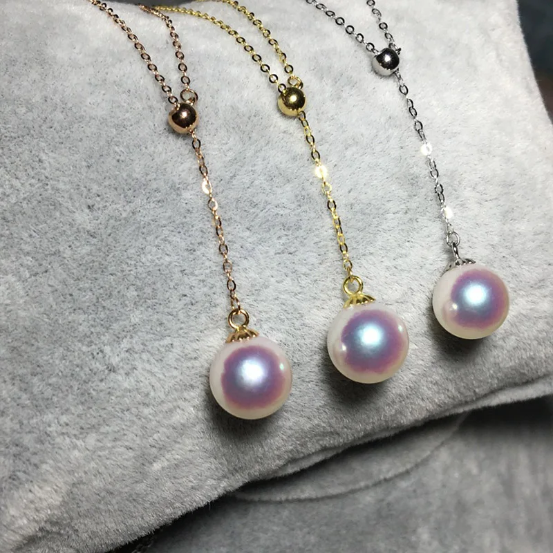 SINYA Trendy Multifunctional Pendant 8-8.5mm Pearl Pendant 18k Yellow Gold Chain& Akoya Pearl Pendant Necklace For Women Gift (6)