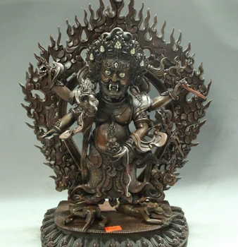 15" China Tibet Buddhism Temple Pure Bronze Stand 6 Arm Mahakala Buddha Statue
15" China Tibet Buddhism Temple Pure Bronze Stand 6 Arm Mahakala Buddha Statue