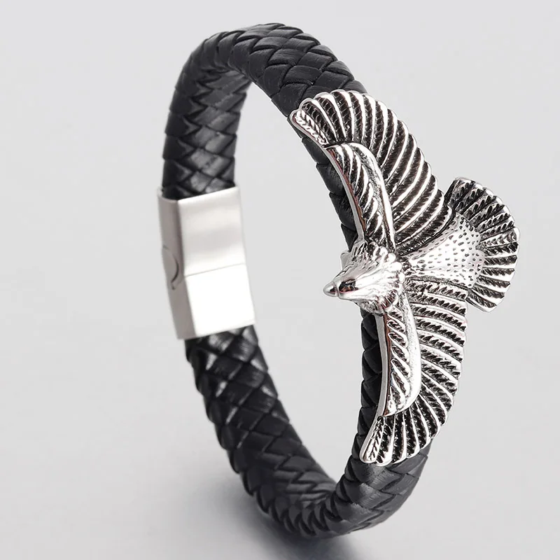 Hyperbole Eagle Bracelet for Men Jewelry Black Genuine Leather Bracelets Stainless Steel Magnetic Buckle Wrap Bracelet
Hyperbole Eagle Bracelet for Men Jewelry Black Genuine Leather Bracelets Stainless Steel Magnetic Buckle Wrap Bracelet