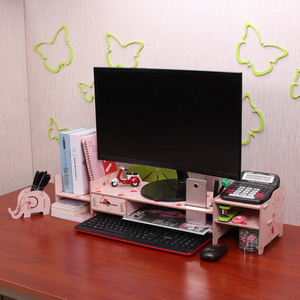Desk Organizer Diy Storage Shelf Monitor Stand Riser File