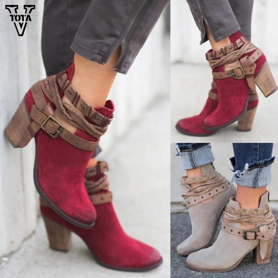 VTOTA Fashion Women Boots Spring Martin Boots Autumn High Heels Shoes for Female Rivet Buckle Strap PU Leather Ankle Boots
VTOTA Fashion Women Boots Spring Martin Boots Autumn High Heels Shoes for Female Rivet Buckle Strap PU Leather Ankle Boots