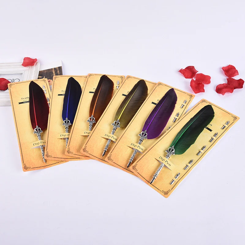 1Set Calligraphy Turkey Feather Fountain Pen Dip Pen Writing Ink Set Gift Box with 5 Nib Wedding Gift Quill Pen Decoration
1Set Calligraphy Turkey Feather Fountain Pen Dip Pen Writing Ink Set Gift Box with 5 Nib Wedding Gift Quill Pen Decoration