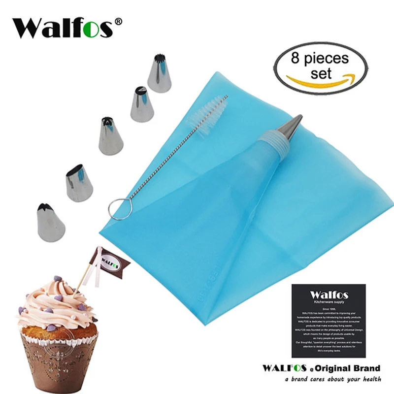 WALFOS 8 PCS/Set Silicone Icing Piping Cream Pastry Bag + 6 Stainless Steel Nozzle Set DIY Cake Decorating Tips Bakeware Utensil
WALFOS 8 PCS/Set Silicone Icing Piping Cream Pastry Bag + 6 Stainless Steel Nozzle Set DIY Cake Decorating Tips Bakeware Utensil