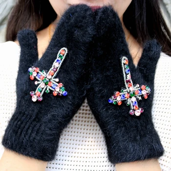 Femme Women winter Gloves Colorful Diamond Cross Stitch Girls Rabbit Fur Gloves Warm Soft Women's Mitten Guantes Mujer
Femme Women winter Gloves Colorful Diamond Cross Stitch Girls Rabbit Fur Gloves Warm Soft Women's Mitten Guantes Mujer
