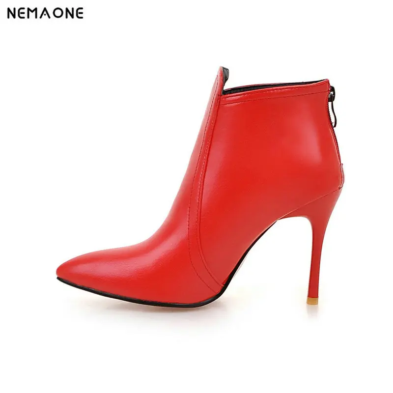 New Women Boots Pointed Toe super High wedding Boots zipper High Heel Ankle Boots Women shoes Stiletto Botas large size 42 43
New Women Boots Pointed Toe super High wedding Boots zipper High Heel Ankle Boots Women shoes Stiletto Botas large size 42 43