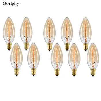 10pcs/lot Edison Lamp 40W E14 Retro Incandescent Light Dimmable C35L C35 Vintage Bulb for Home Decortion Bar 220V
10pcs/lot Edison Lamp 40W E14 Retro Incandescent Light Dimmable C35L C35 Vintage Bulb for Home Decortion Bar 220V