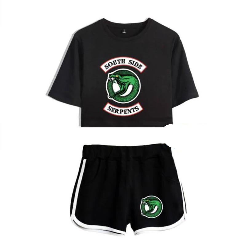 Summer Women's Sets Riverdale South Side Serpents Short Sleeve Crop Top + Shorts Sweat Suits Women Tracksuits Two Piece Outfit
Summer Women's Sets Riverdale South Side Serpents Short Sleeve Crop Top + Shorts Sweat Suits Women Tracksuits Two Piece Outfit