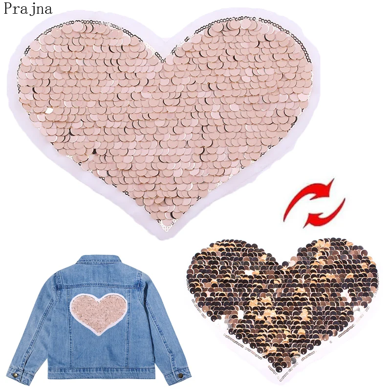 Prajna New Heart Love Patch Reversible Glitter Sequin Patches Sew On Embroidered Patches For Clothes Stripes DIY Stickers Badge
Prajna New Heart Love Patch Reversible Glitter Sequin Patches Sew On Embroidered Patches For Clothes Stripes DIY Stickers Badge