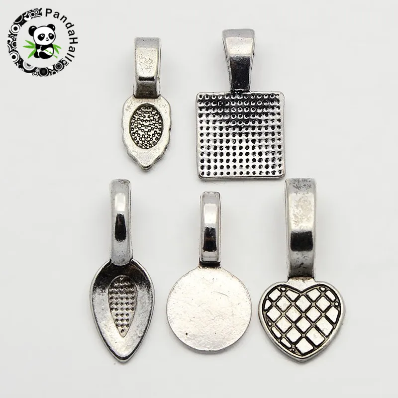 5Set Pendant Clip Clasp Tibetan Silver Alloy Flat Glue-on Bails Leaf Heart Flat Round Square Tags Findings for DIY Jewelry Makin
5Set Pendant Clip Clasp Tibetan Silver Alloy Flat Glue-on Bails Leaf Heart Flat Round Square Tags Findings for DIY Jewelry Makin