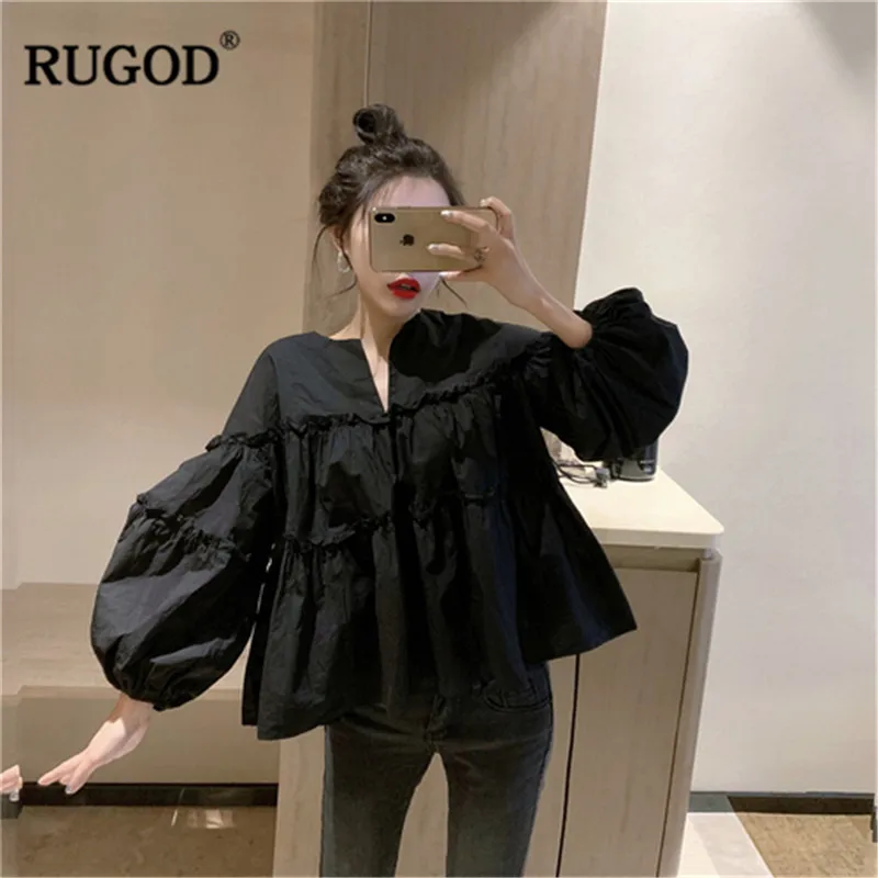 RUGOD 2019 New Arrival Women Blouse Korean Style Loose Style Shirt Folds Puff Sleeves Long Sleeves Looks Thin Modis Mujer Tops
RUGOD 2019 New Arrival Women Blouse Korean Style Loose Style Shirt Folds Puff Sleeves Long Sleeves Looks Thin Modis Mujer Tops