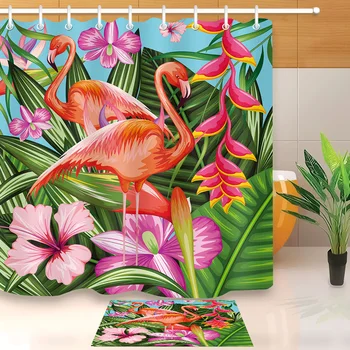 LB Banana Leaf Flamingo Hibiscus Flower Shower Curtain And Mat Set Custom Waterproof Polyester Bathroom Fabric For Bathtub Decor
LB Banana Leaf Flamingo Hibiscus Flower Shower Curtain And Mat Set Custom Waterproof Polyester Bathroom Fabric For Bathtub Decor