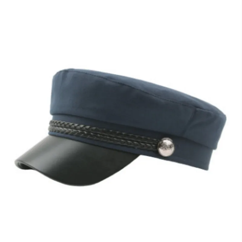 Винтажная шляпа в стиле милитари темно синего цвета для женщин и мужчин