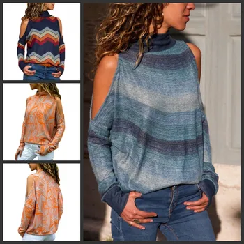 Pullover Women 2019 Autumn Casual Turtleneck Cold Shoulder Knitted Sweater Casual Print Loose Long Sleeve Jumper Ladies Sweaters
Pullover Women 2019 Autumn Casual Turtleneck Cold Shoulder Knitted Sweater Casual Print Loose Long Sleeve Jumper Ladies Sweaters