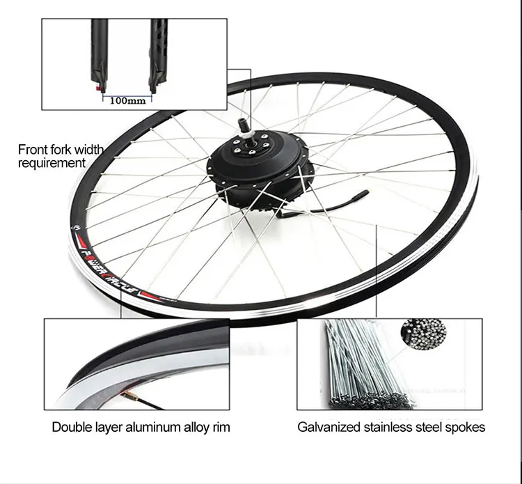 Perfect 20" 24" 26" 700C 27.5" 29" Electric Bike Conversion Kit 36V 250W - 500W Wheel Motor Electric Bike Kit with Lithium Battery 4