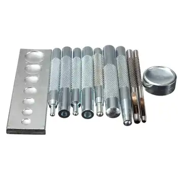 11Pcs/Set Die Punch Snap Rivet Button Setter Base Kit Metal Tool Set for DIY Leather Craft/Punch Hole/Install Rivet Buttons
11Pcs/Set Die Punch Snap Rivet Button Setter Base Kit Metal Tool Set for DIY Leather Craft/Punch Hole/Install Rivet Buttons