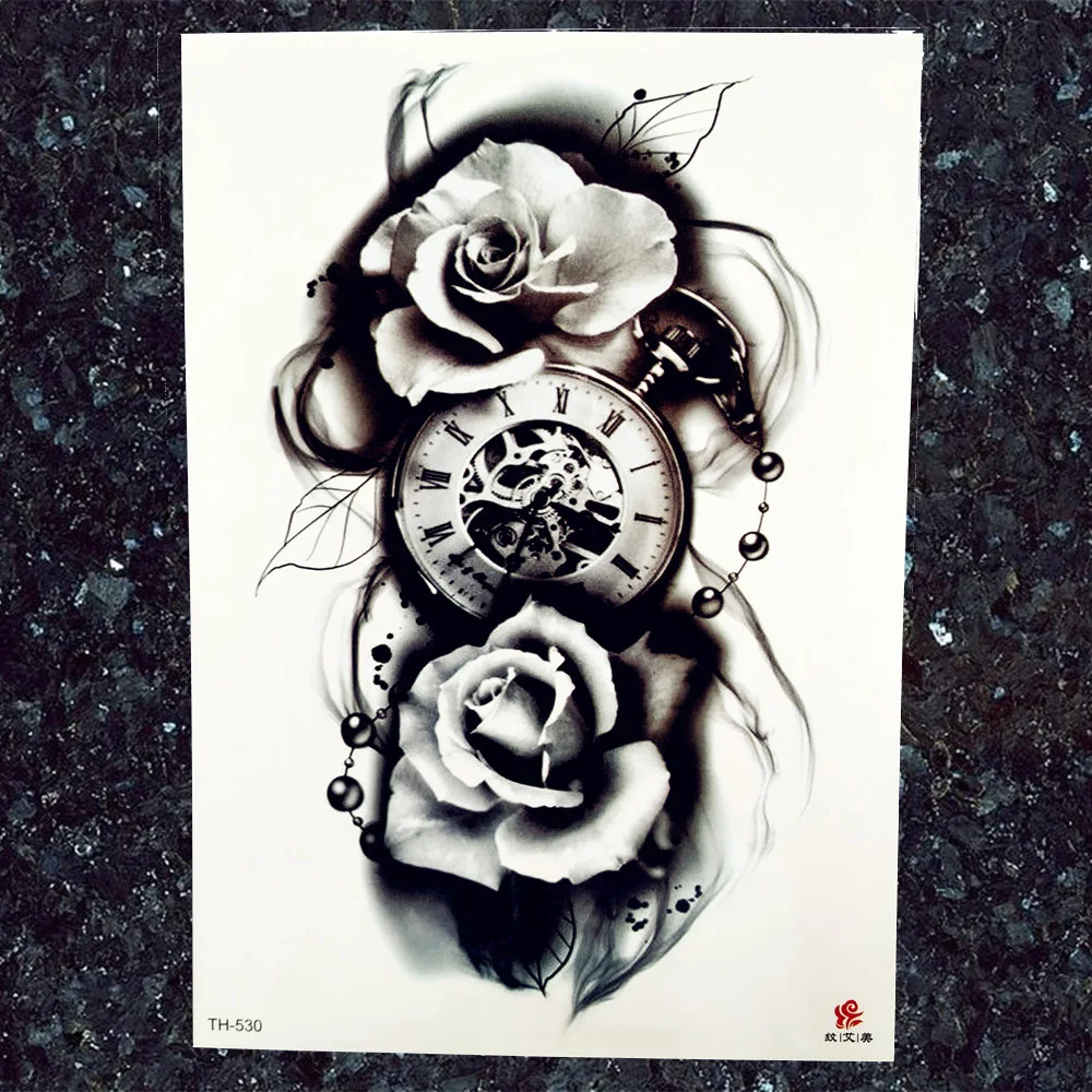 25 Design Temporäre Rose Uhr Tattoo Aufkleber Armband Arm Ketten Tatoos