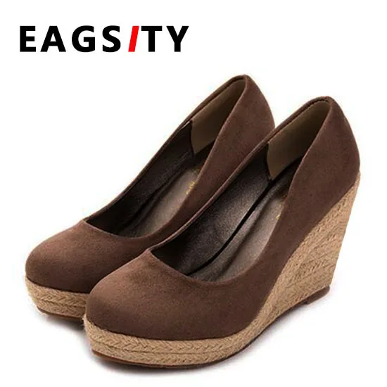 EAGSITY women wedges shoes platform pumps round toe slip on party wedding casual ladies espadrilles shoes 10cm heel height
EAGSITY women wedges shoes platform pumps round toe slip on party wedding casual ladies espadrilles shoes 10cm heel height