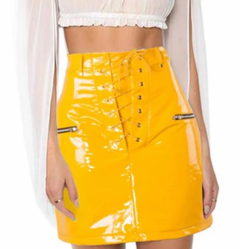 New Style 2018 Good Quality Gold Black PU Faux Leather Skirt Sexy Lace Up Zipper Fashion Women Casual Sexy Celebrity Skirts
New Style 2018 Good Quality Gold Black PU Faux Leather Skirt Sexy Lace Up Zipper Fashion Women Casual Sexy Celebrity Skirts
