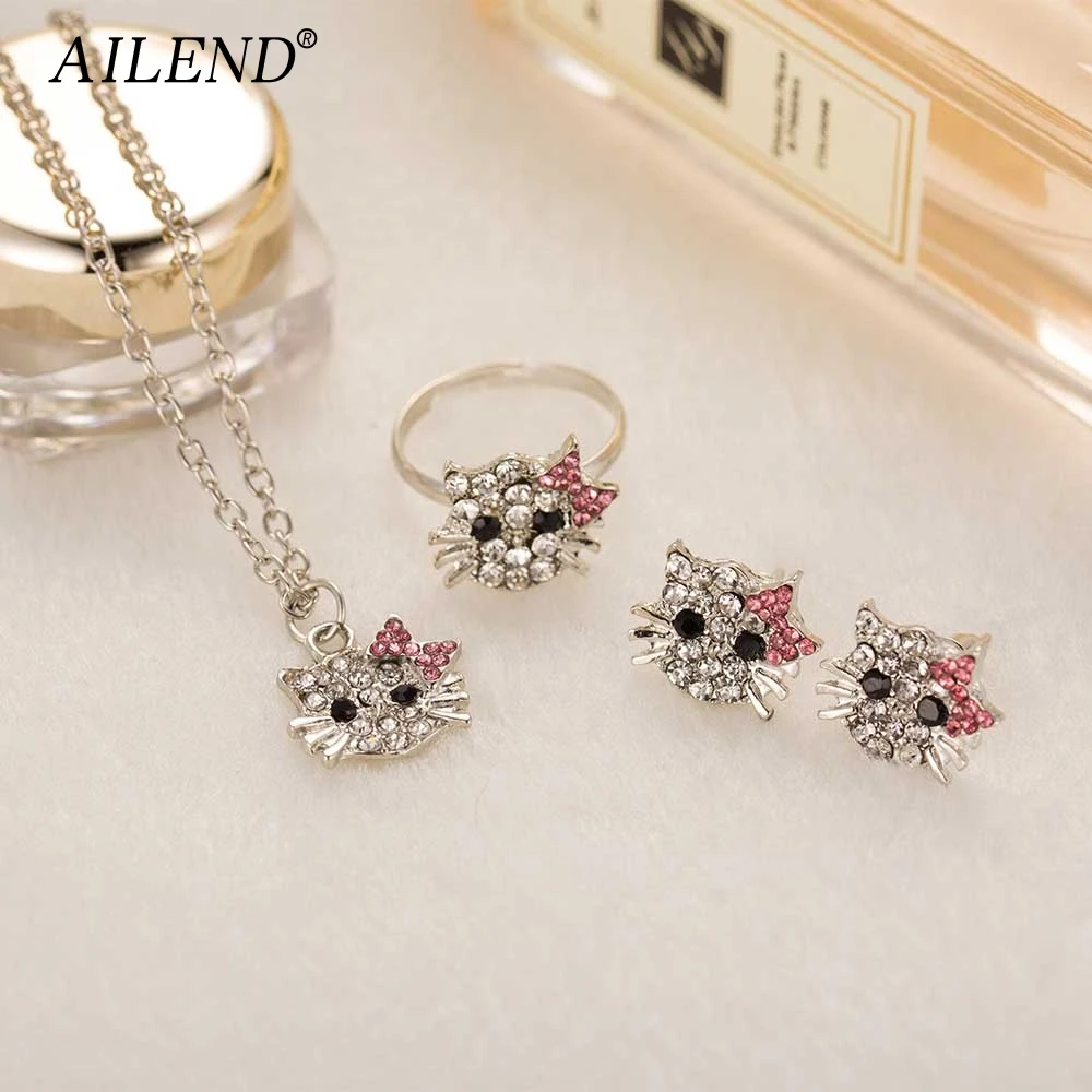 AILEND 2018 New Crystal Stud Earrings Rhinestone Hello Kitty Earrings Bowknot Jewelry For Girls Ring,Earring and Necklace Set
AILEND 2018 New Crystal Stud Earrings Rhinestone Hello Kitty Earrings Bowknot Jewelry For Girls Ring,Earring and Necklace Set
