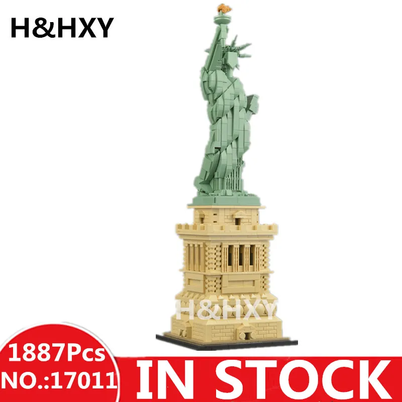 

H&HXY Architecture 17011 1887Pcs LEPIN Model Statue of Liberty Set Building Blocks Bricks Toys Children Gift compatible 21042