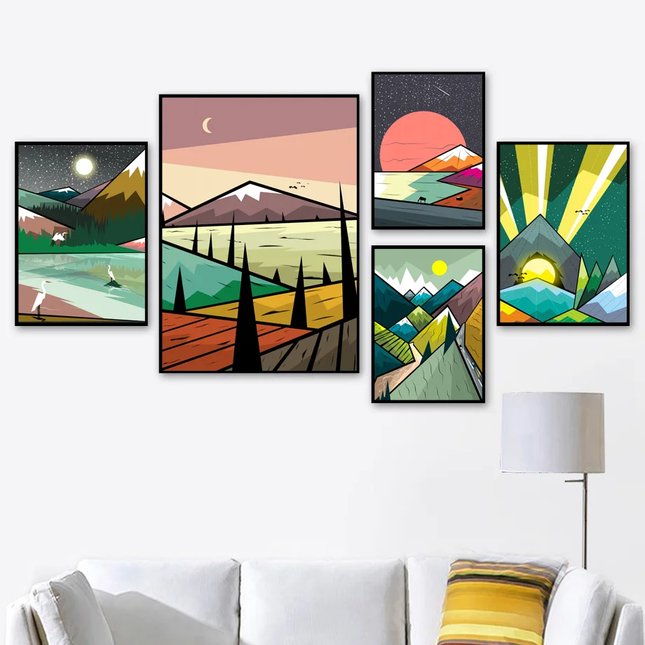 Cartoon Abstract Geometric Sun Mountain Wall Art Canvas Painting Nordic Posters And Prints Wall Pictures For Living Room Decor
Cartoon Abstract Geometric Sun Mountain Wall Art Canvas Painting Nordic Posters And Prints Wall Pictures For Living Room Decor