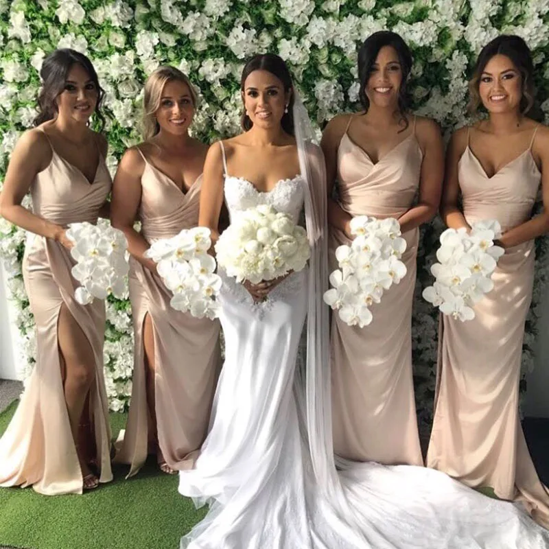Champagne Vestido De Festa Longo Sheath Bridesmaid Dresses Slit Floor Length Custom Made Long Party Dress Cheap Bridesmaid Gowns
Champagne Vestido De Festa Longo Sheath Bridesmaid Dresses Slit Floor Length Custom Made Long Party Dress Cheap Bridesmaid Gowns