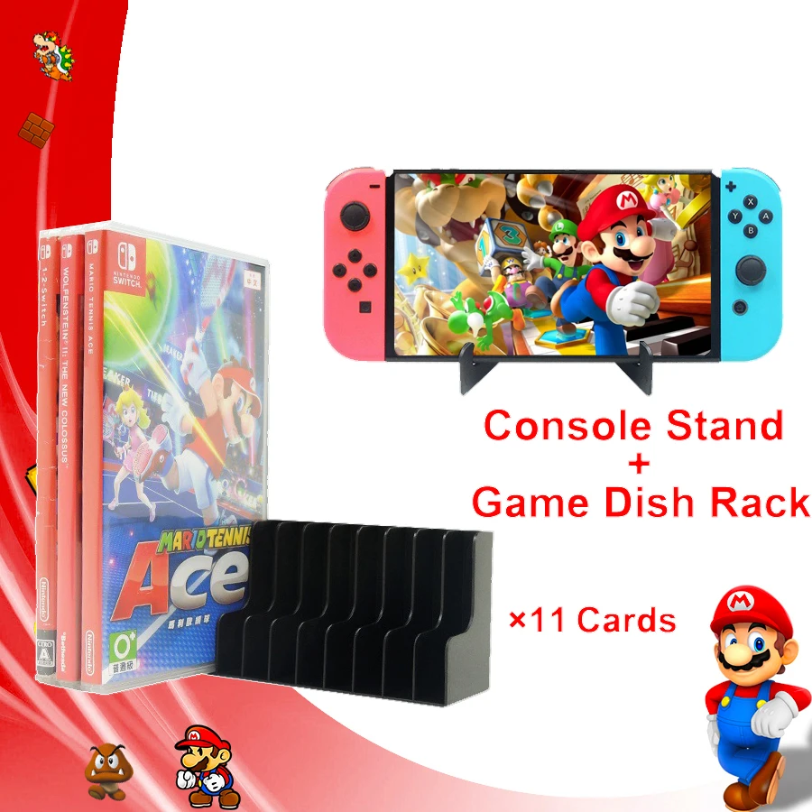 2 in 1 Kit Nintend Switch Console Stand +11 Game Dish Rack Dics CD Holder for Nintendos Nintendoswitch Accessories | Электроника